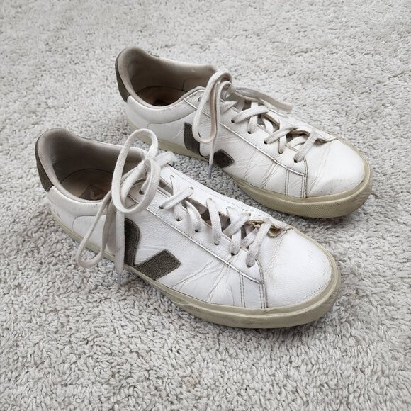 VEJA Esplar T2B Leather Sneaker Shoe White Men's US Size 11.5 EUR 45 Tear Photos - Picture 1 of 8